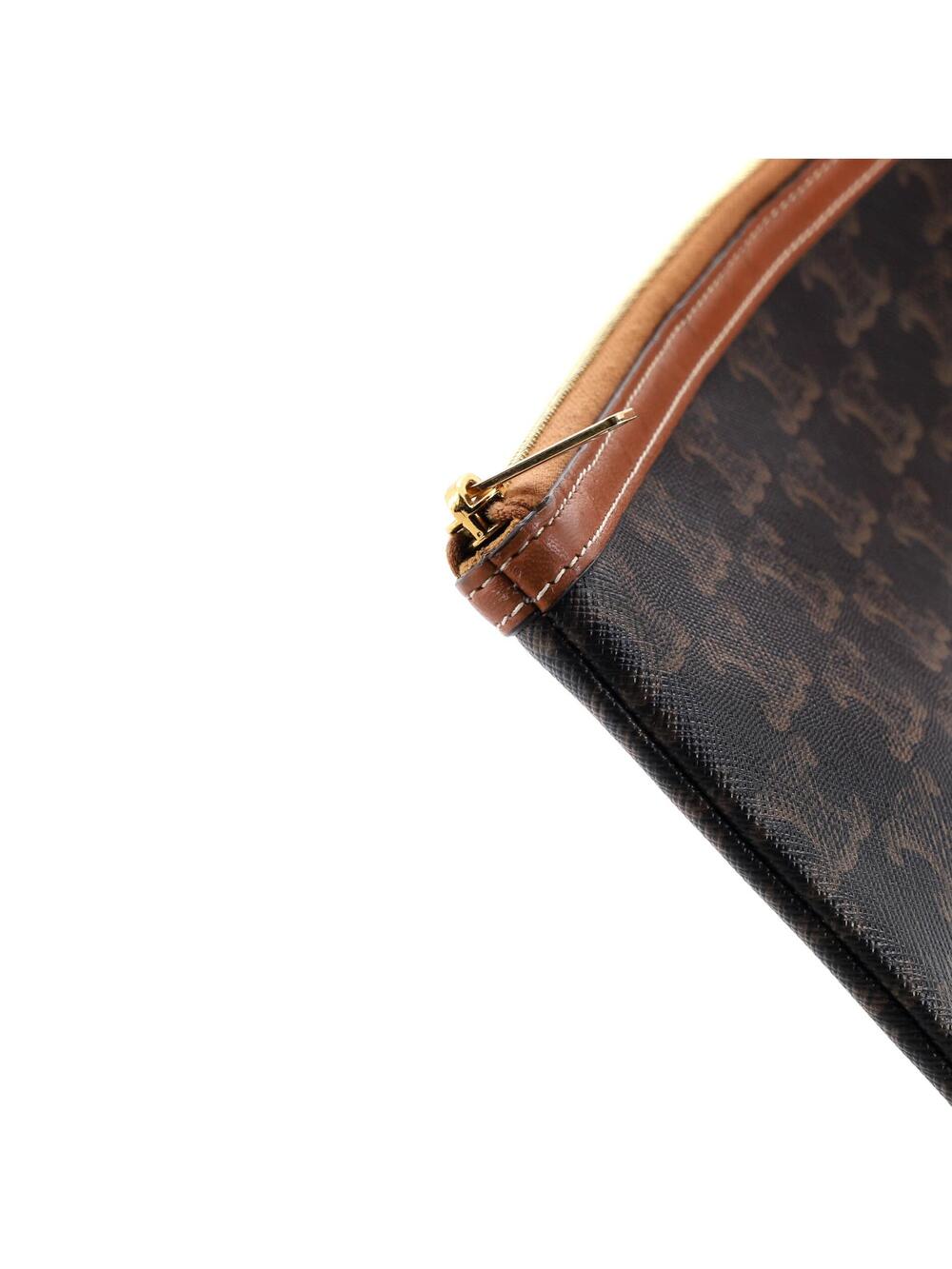 Celine Logo Zip Wristlet Pouch Triomphe #258493C56B - Picture 7 of 8